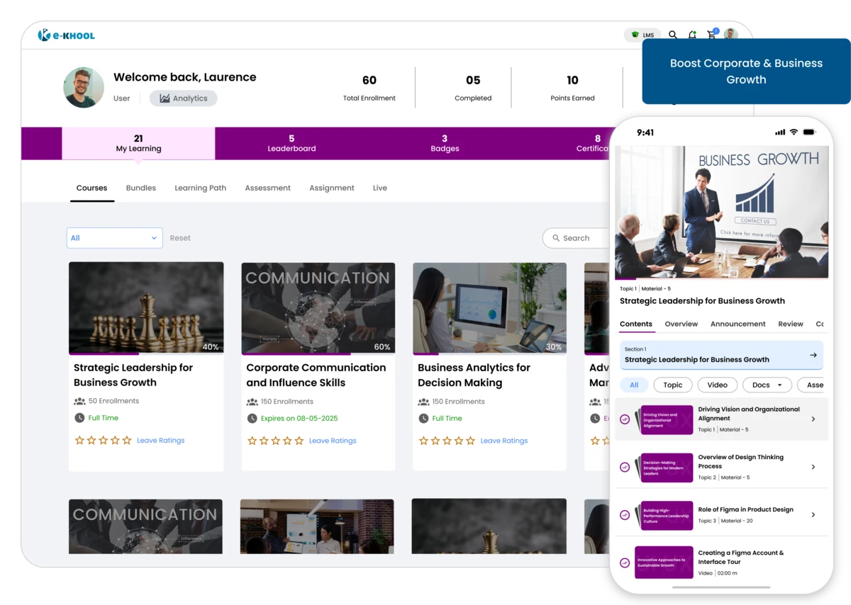 Organization LMS for corporate and business LMS solutions for corporate and business training workflows