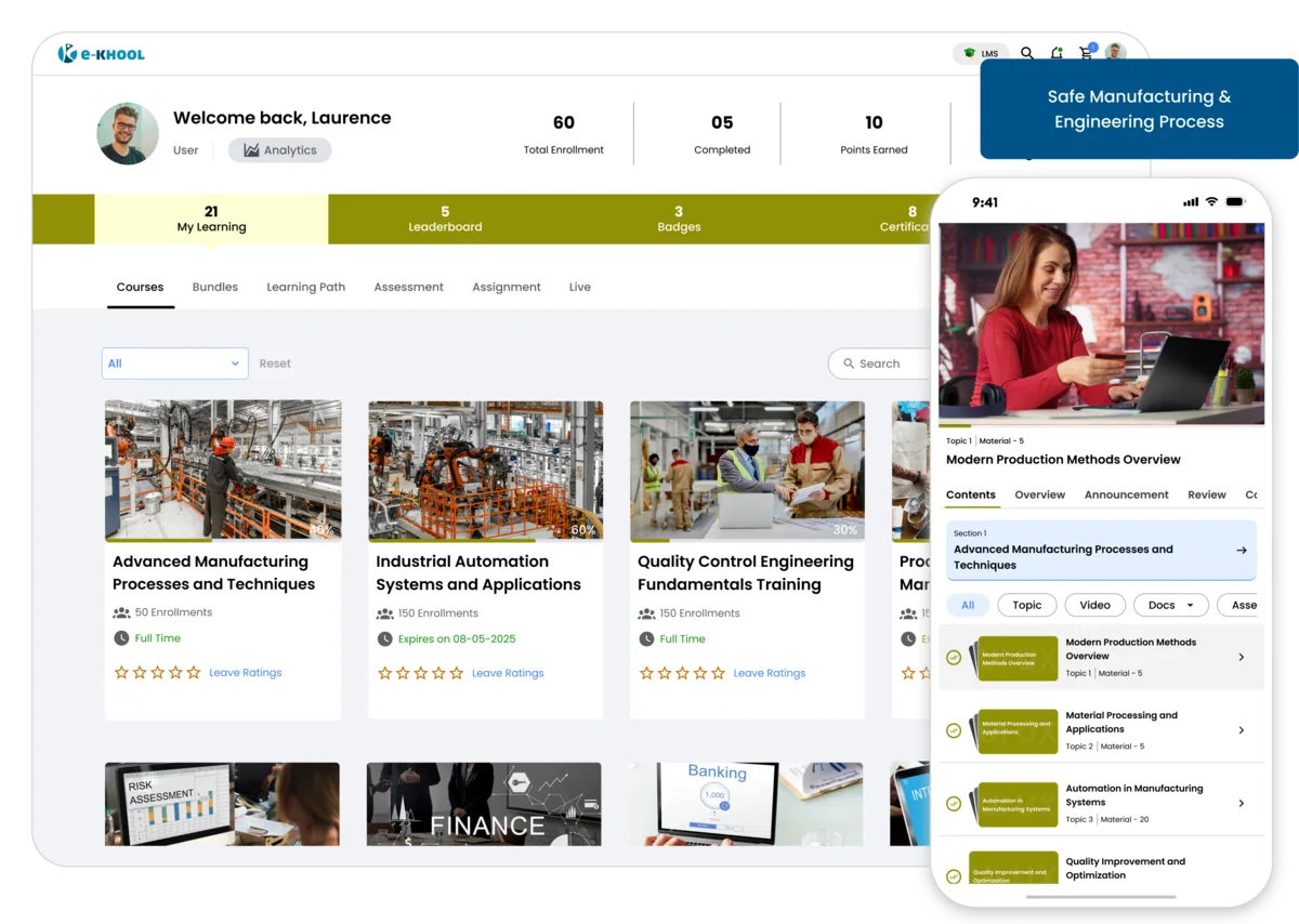 Organization LMS for manufacturing and engineering LMS-based industrial training for manufacturing and engineering sectors