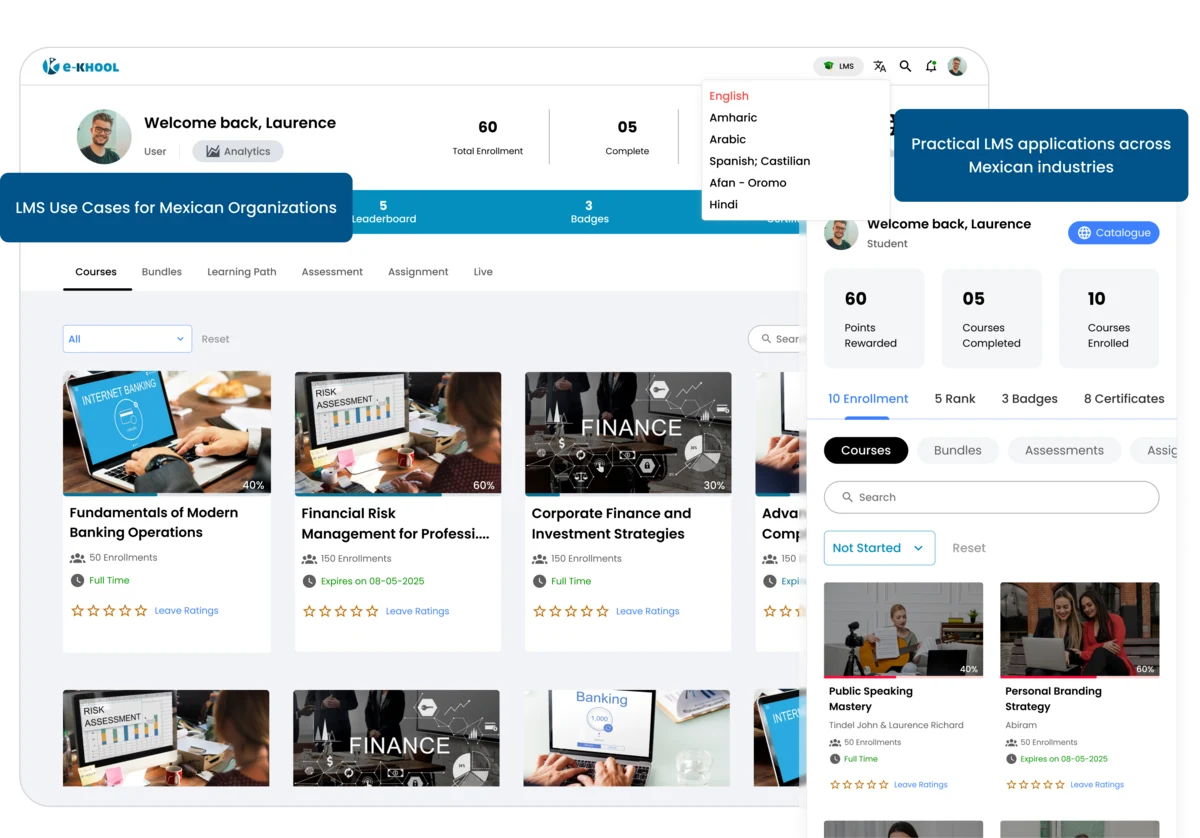 Learning management system with local support