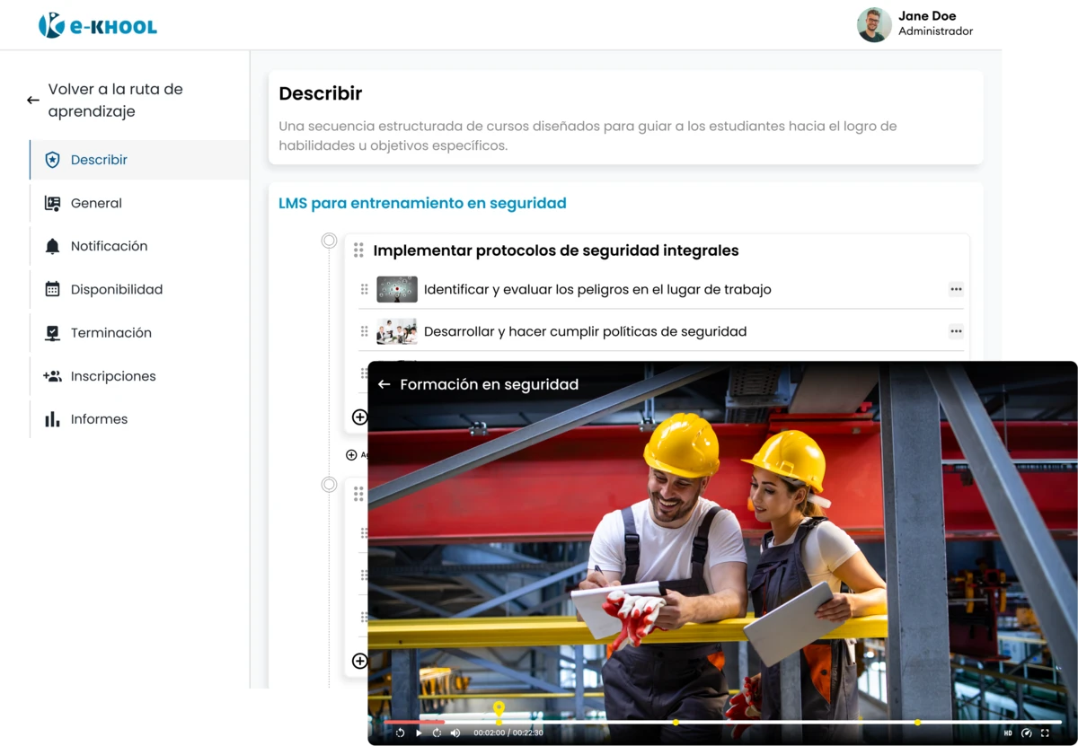 LMS para seguridad: cursos, evaluaciones, cumplimiento y reportes auditables