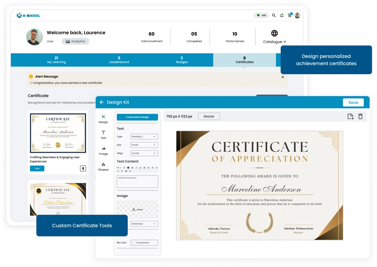 Create customized certificates with advanced design tools, automation, and secure delivery to enhance your institution’s certification workflow