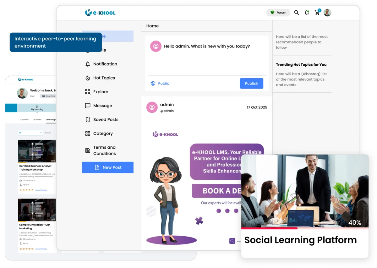 Make impactful social learning ecosystem through lms engagement and collaboration tools