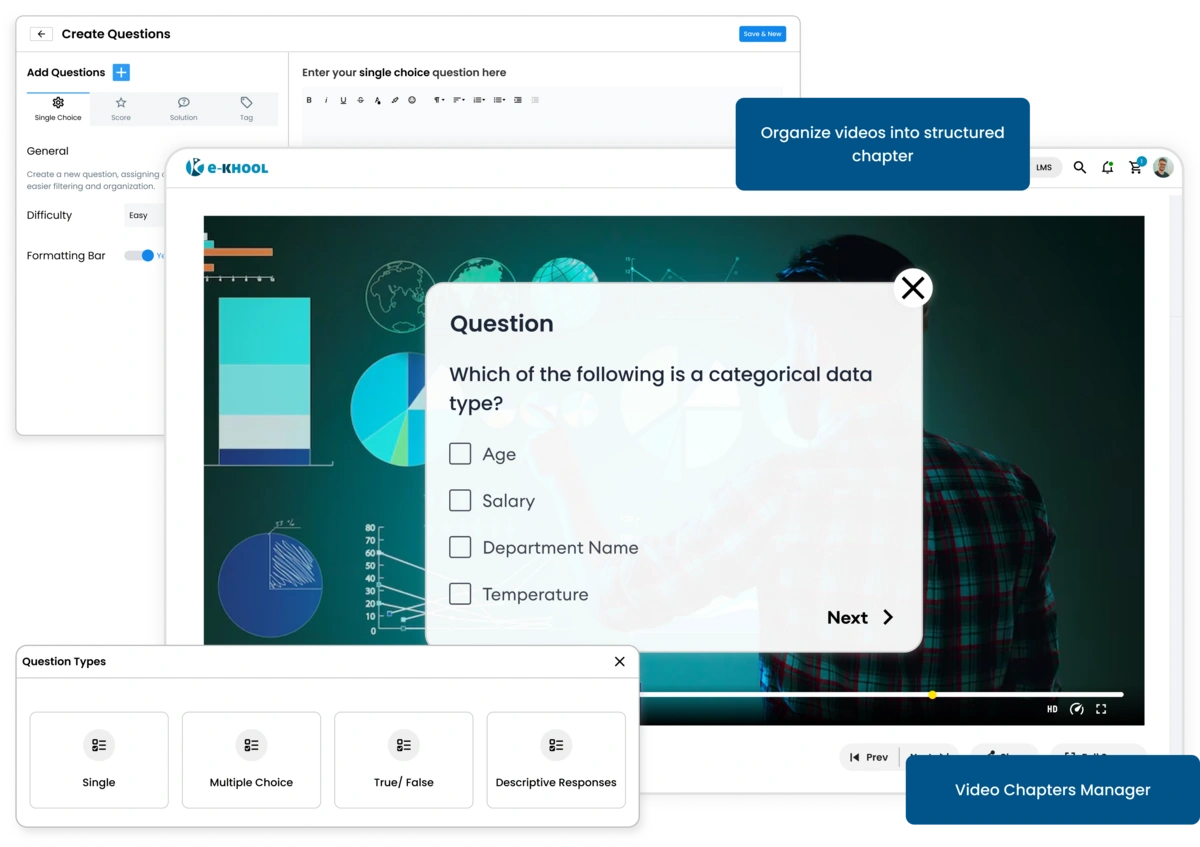 Streamline learning with chapter-wise navigation and interactive video tools in e-KHOOL LMS