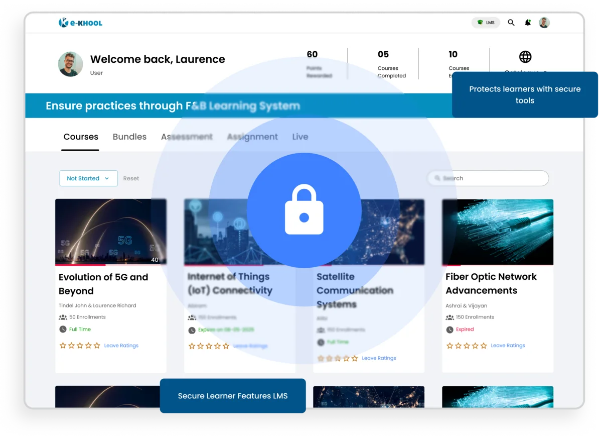 Ensure trusted learning with secure access, data protection, and advanced safety features that safeguard users across your LMS platform.