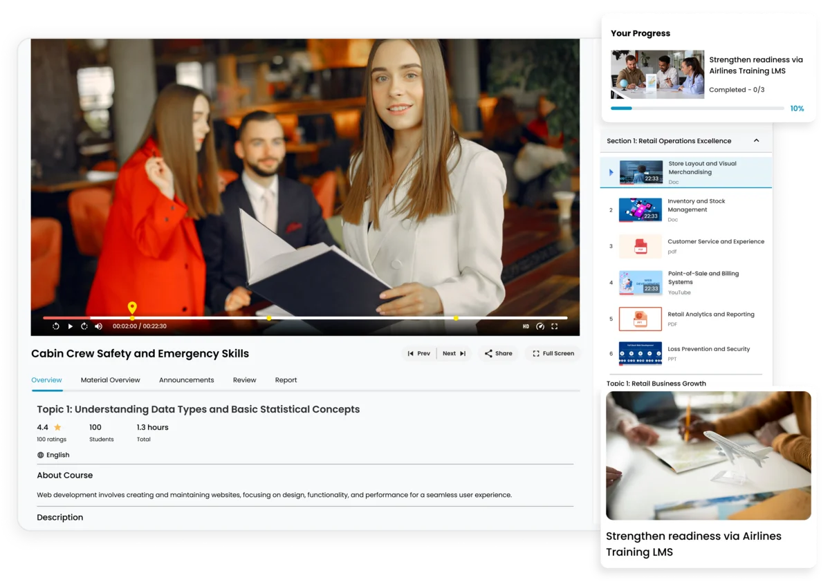 Enhance cabin crew safety and emergency response skills through LMS training