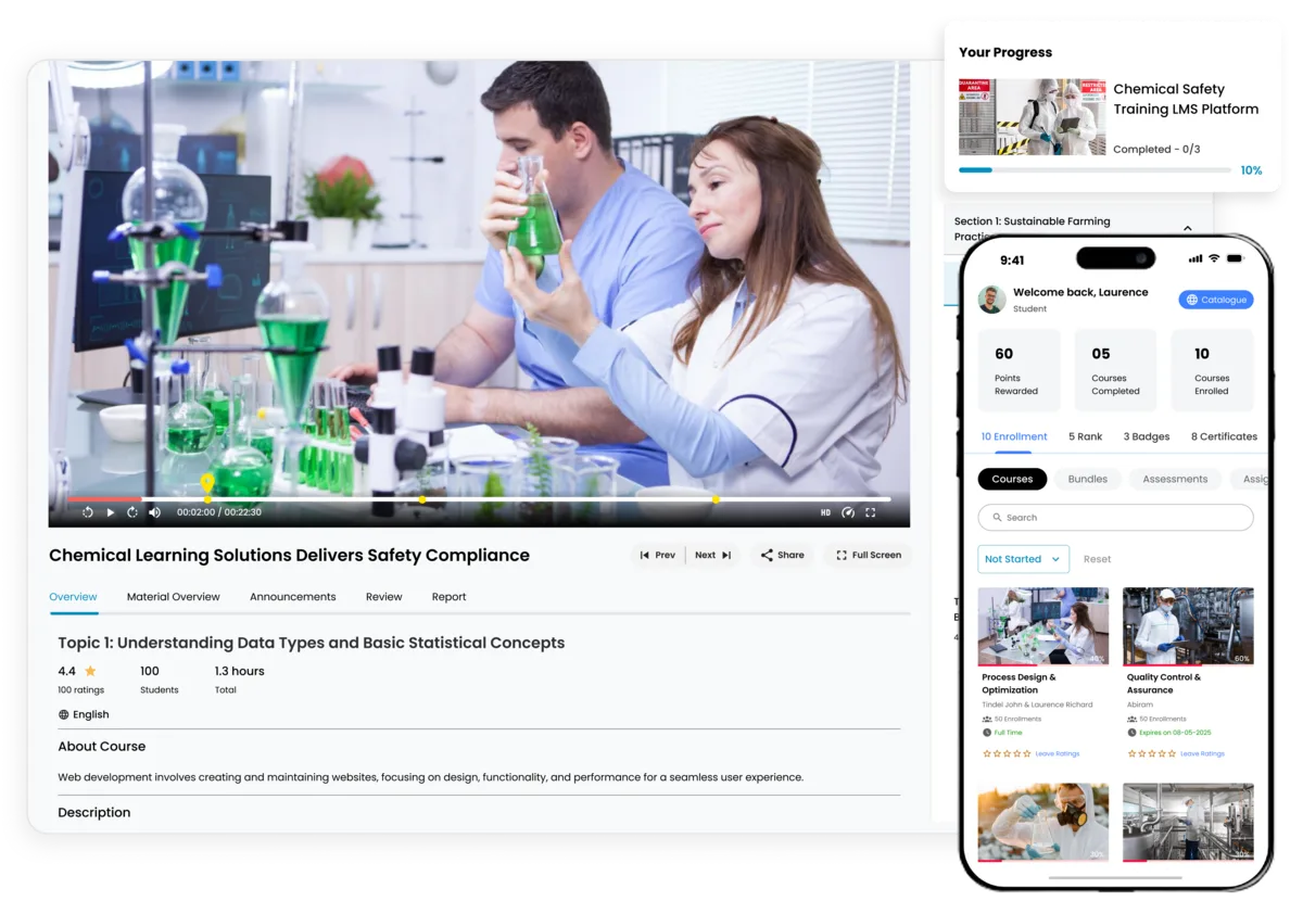 Hazardous material and chemical safety training programs in LMS for industrial workforce