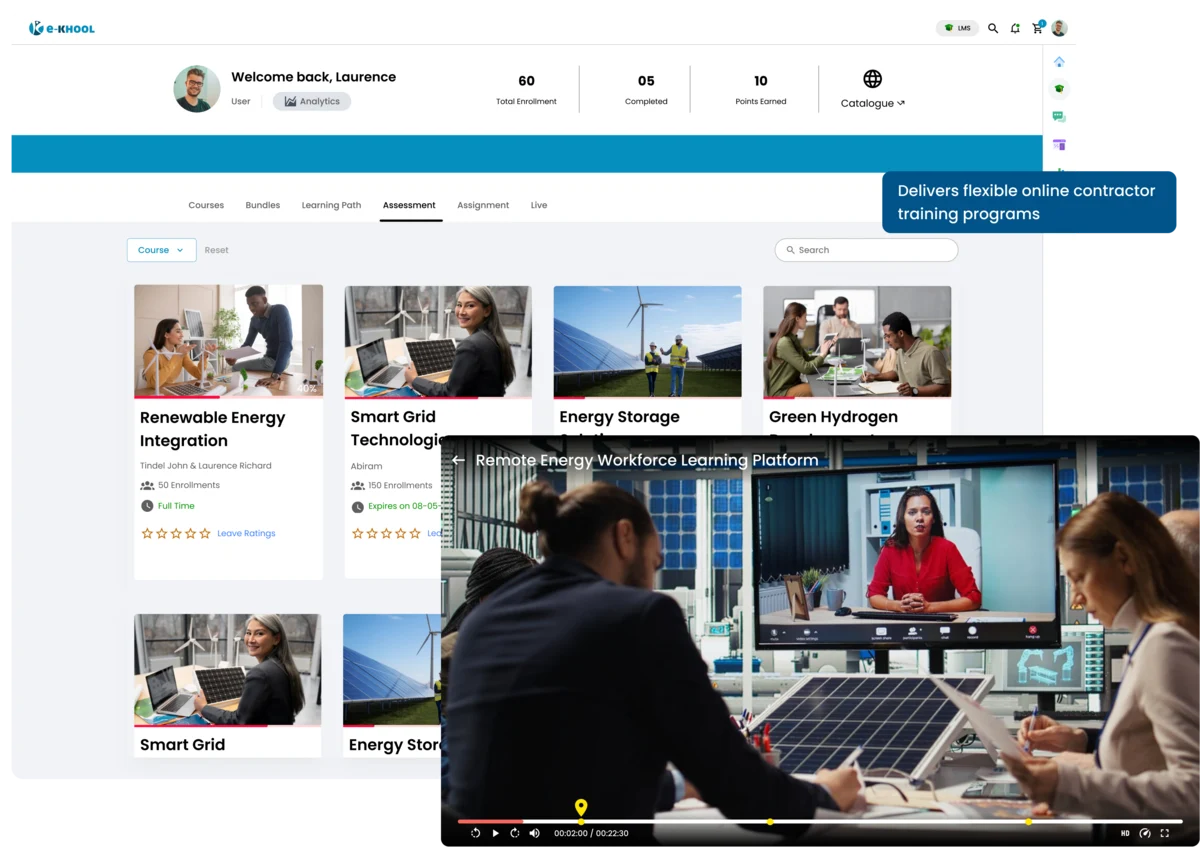 Remote workforce and contractors gaining flexible online training through LMS platform