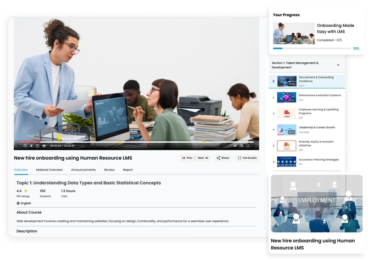 New hire onboarding training plan using human resource lms