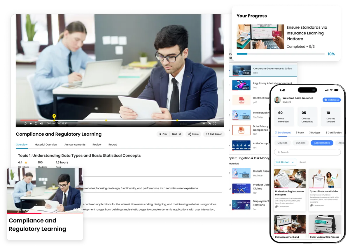 Ensure continuous compliance learning with e-KHOOL LMS for insurance and finance teams