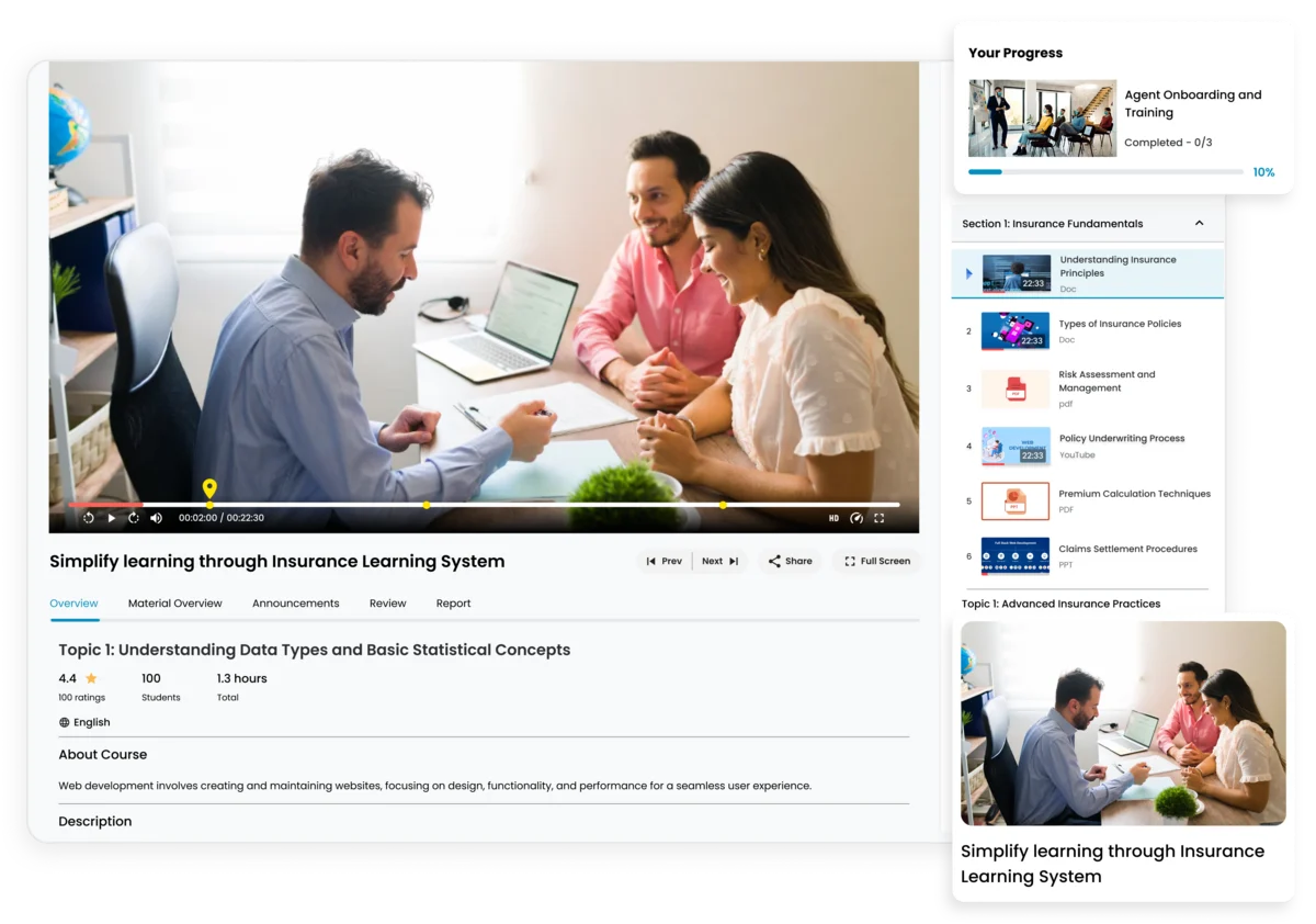 Streamline agent onboarding programs with e-KHOOL LMS for insurance professionals