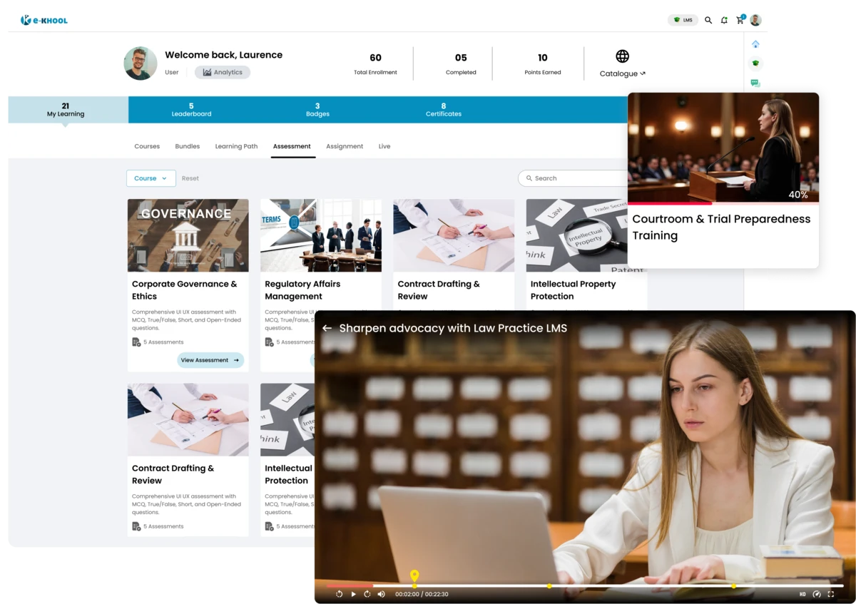 Courtroom skills and trial training preparedness through LMS-based training