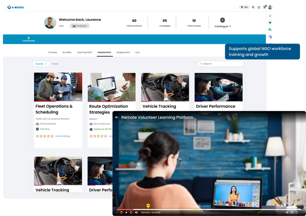 NGO charity organizations volunteer learning solutions for remote workforce training and development
