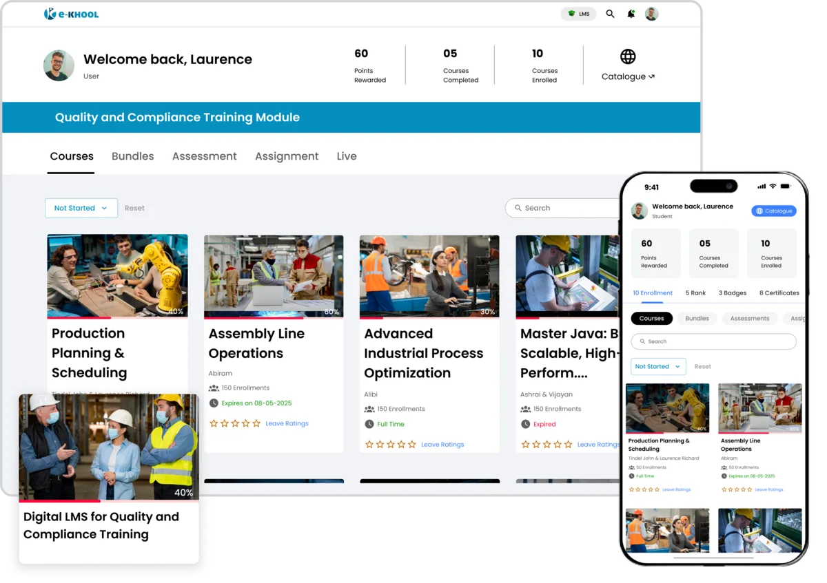 Digital Learning manufacturing workforce platform for Quality and Regulatory compliance training