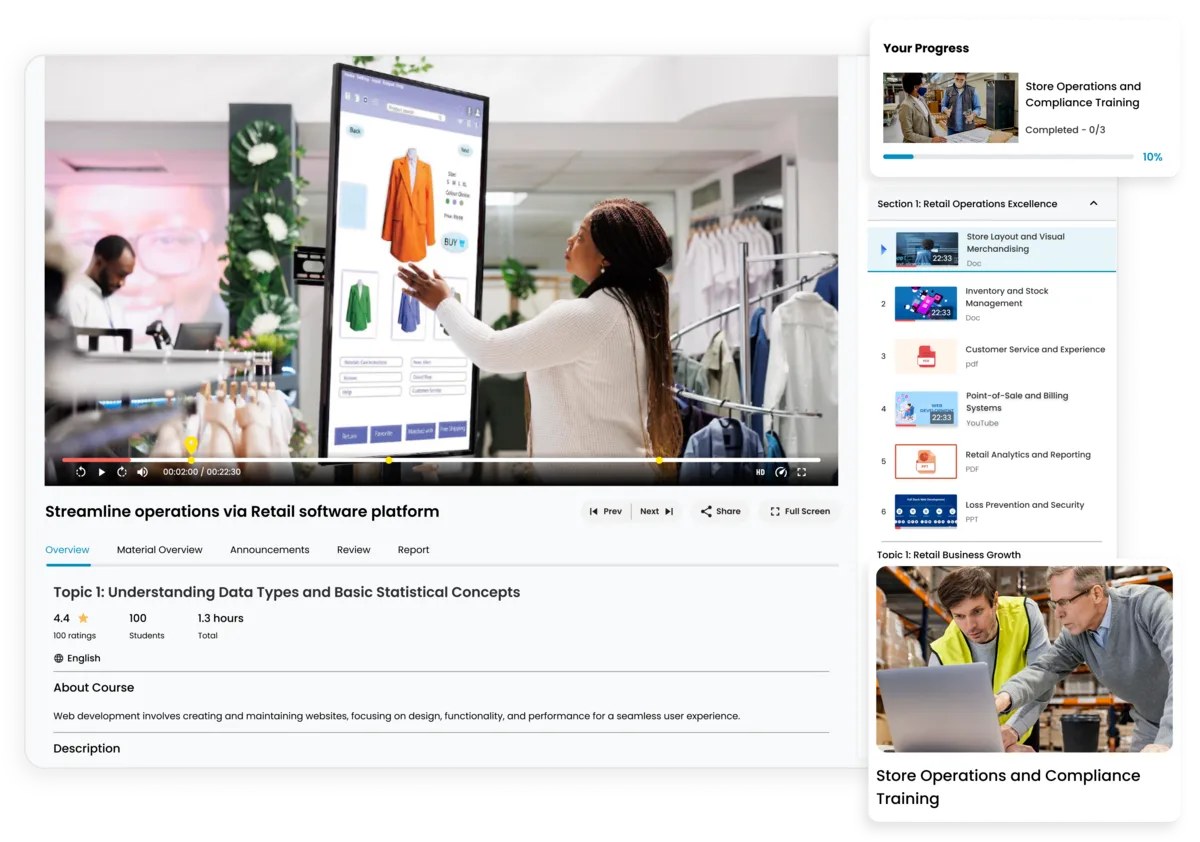 e-KHOOL LMS helps the retail industry to train teams in store operations and compliance