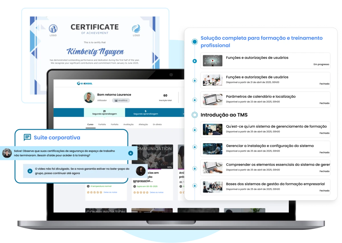 Treinamento corporativo - cursos, trilhas, relatórios e gestão de equipes.