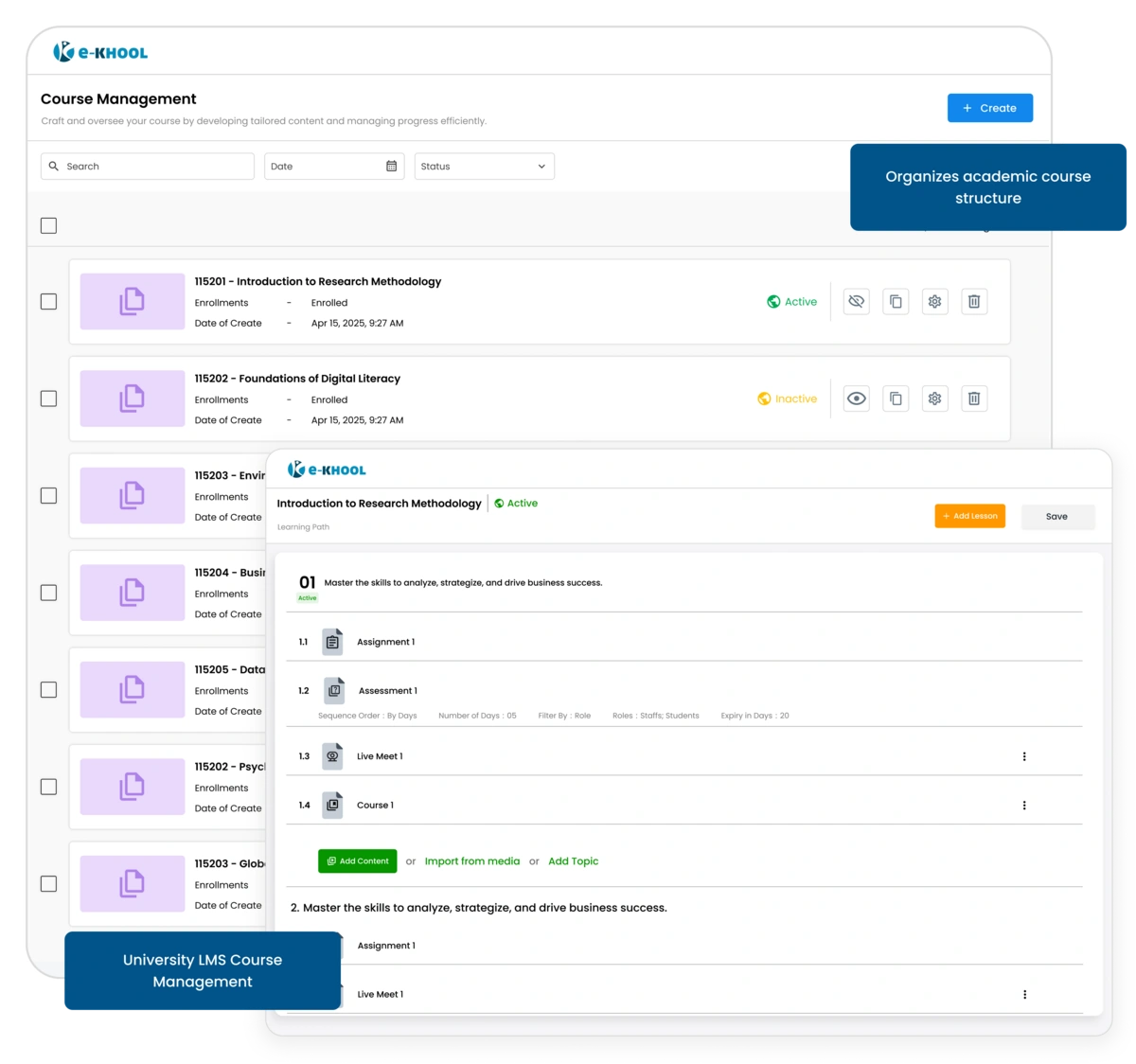University LMS Course Management