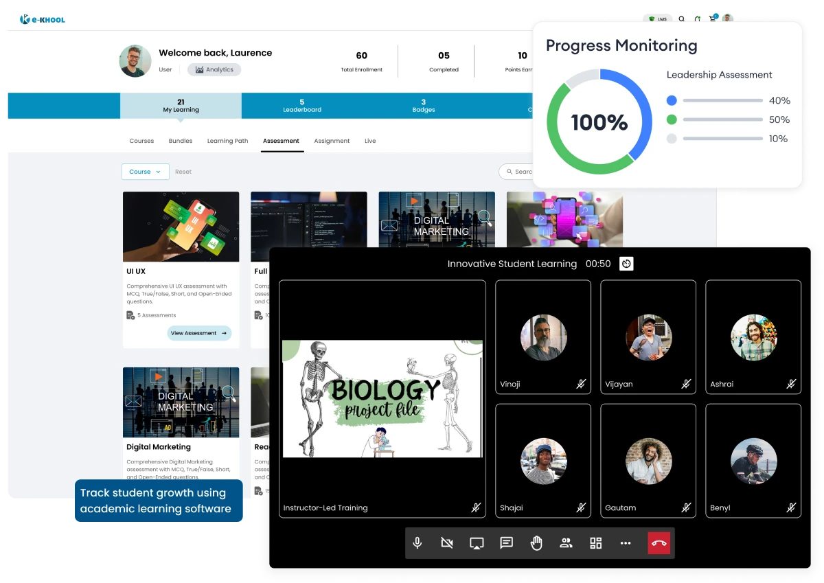 Progress Monitoring in Academic learning software