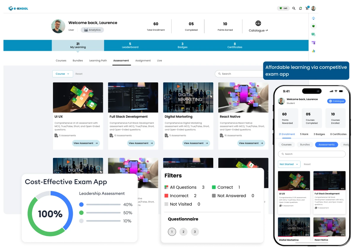 Cost-effective competitive exam app