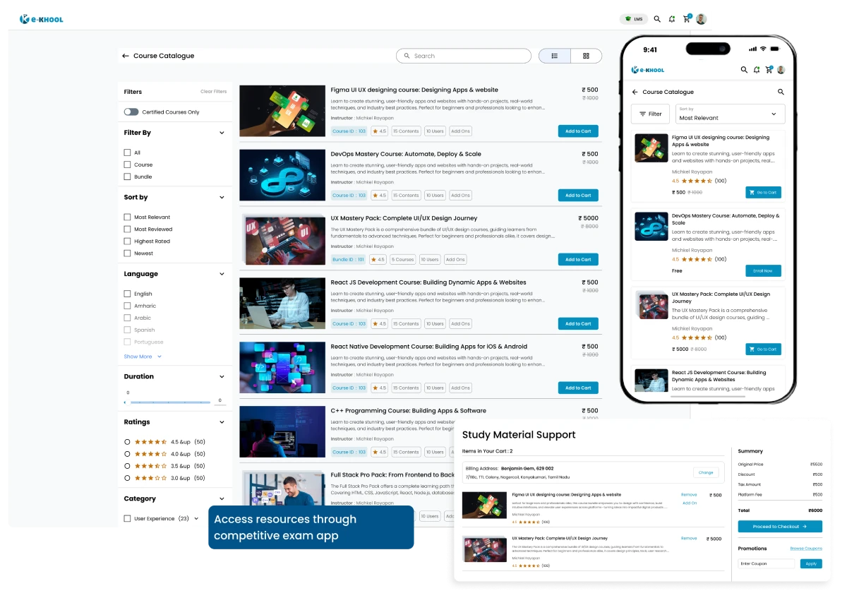 Study materials proiong features in Competitive App