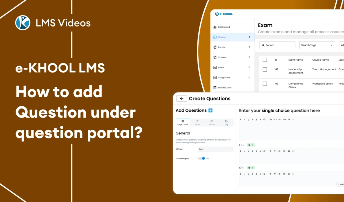 How to add question under question portal in e-KHOOL LMS