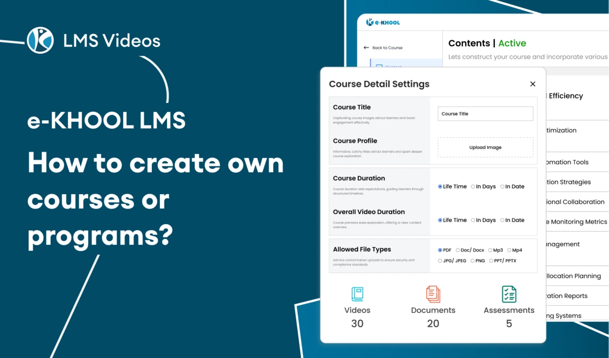 How to create own courses or programs in e-KHOOL LMS