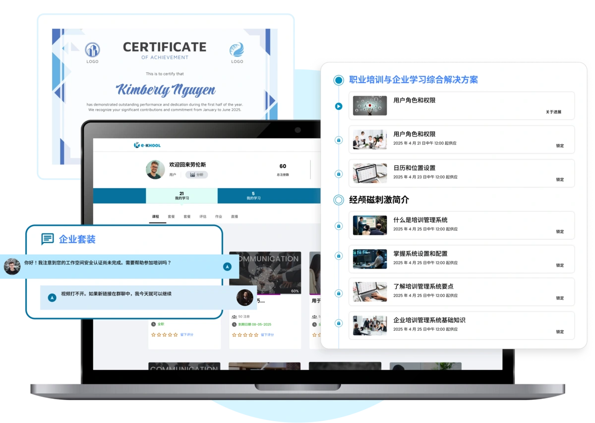 支持企业培训、员工发展与绩效提升的综合学习解决方案